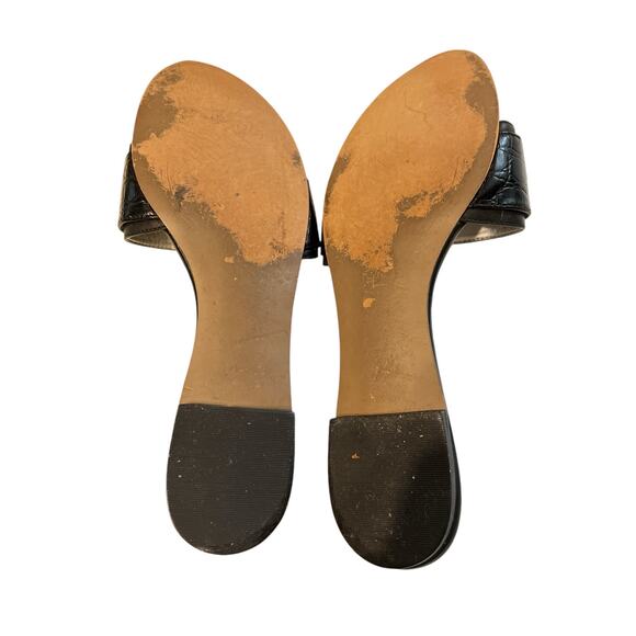 Tahari Black Buckle Flat Slide Slip Sandals 9 - Picture 9 of 11